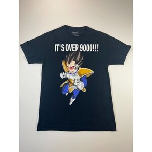 Dragon Ball Z Vegeta Shirt Over 9000 DBZ Anime Tee Black‎ Size M Cotton